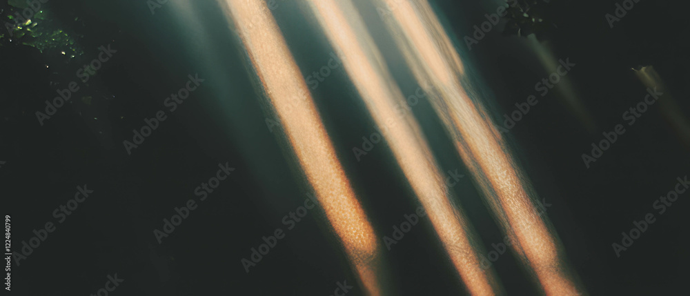 Poster Sunlight beams cast a warm glow through a window creating a serene atmosphere
