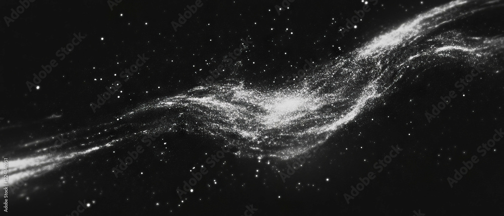 Poster swirling dust texture with dynamic light effect for logo placement on black background