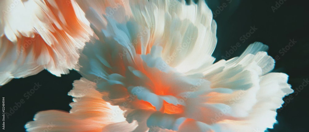 Poster Swirling spiral petal arrangements creating a dynamic vortex effect on a dark background