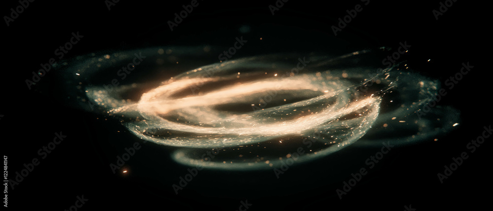 Aufkleber Swirling spiral spark trails creating a dynamic vortex effect against black background