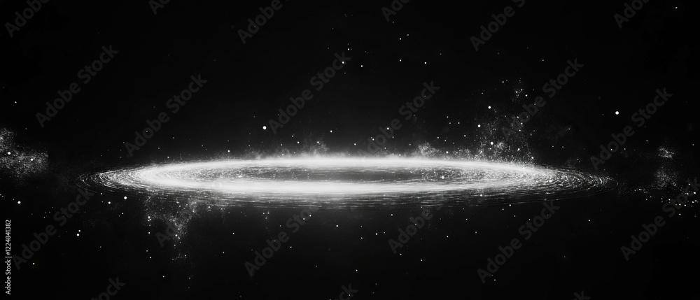 Poster three-dimensional dust particles create a captivating texture against a black background