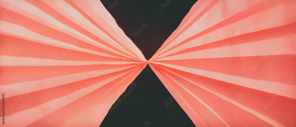 Poster Three-dimensional paper folds create an intricate overlay texture with depth on black background