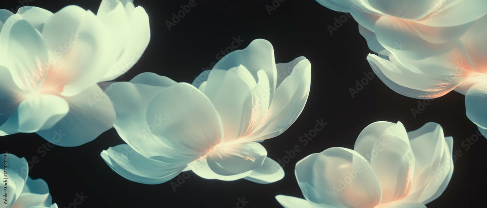 Aufkleber Three-dimensional petals create a mesmerizing floating effect against a dark background