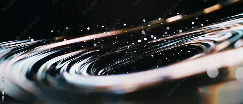 Poster Three-dimensional sparks create a mesmerizing effect against a dark background with depth