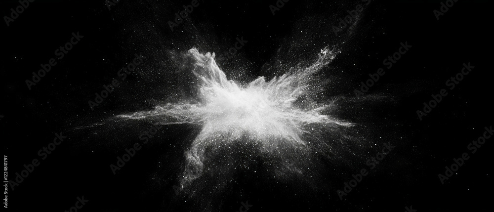 Poster Unique texture of tiny dust particles creating a cosmic effect against a black background