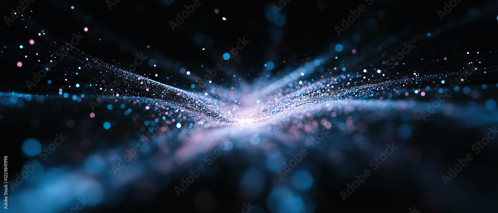 Aufkleber glowing particles create dynamic energy effect against a dark background