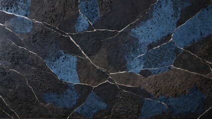 stone surface with a blend of dark basalt and vibrant mineral streaks.