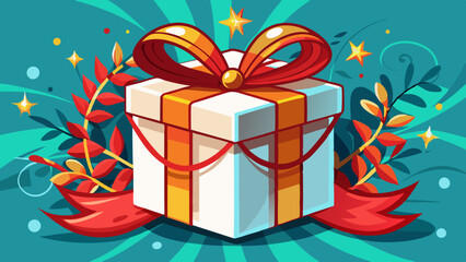 
White gift box with red bow