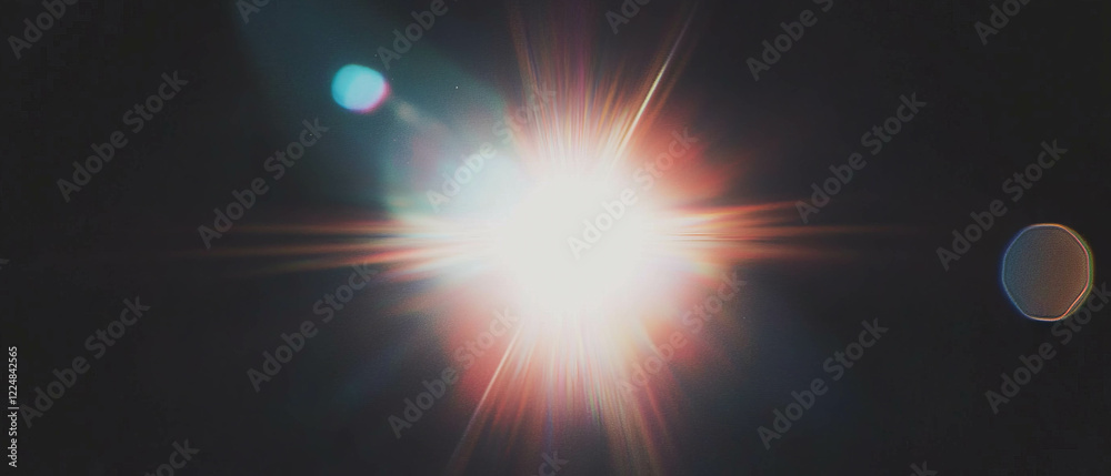 Aufkleber vintage lens flare overlay effect with retro style on dark backdrop for creative projects