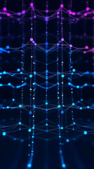 Naklejka premium Abstract Background Shows Interconnected Nodes with Glowing Lines in a Dark Setting.