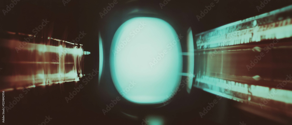Poster film texture overlay with enhanced visual depth and clear central focus on black background