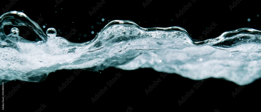 Poster Overlay texture of water bubbles creating abstract shapes on a black background