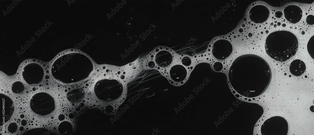 Poster Water bubbles overlay creating circular patterns against a black background