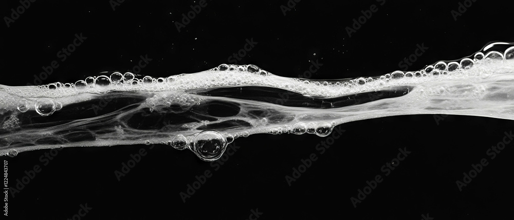 Aufkleber Bubbles forming intricate patterns on a smooth black background