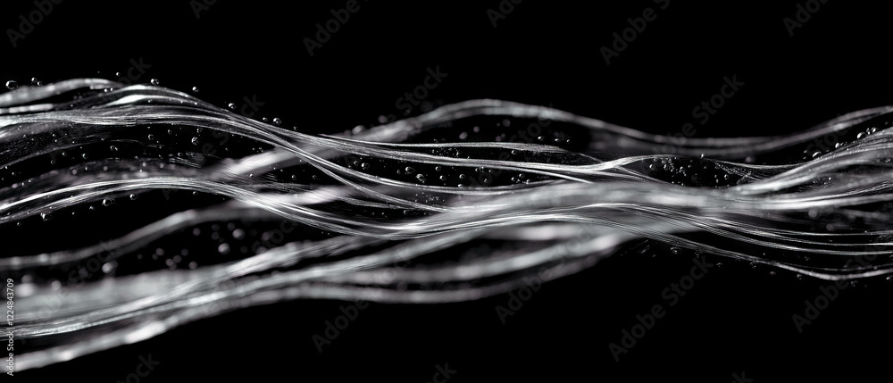 Aufkleber Bubbles form structured lines in water texture over a dark background for dynamic visual appeal