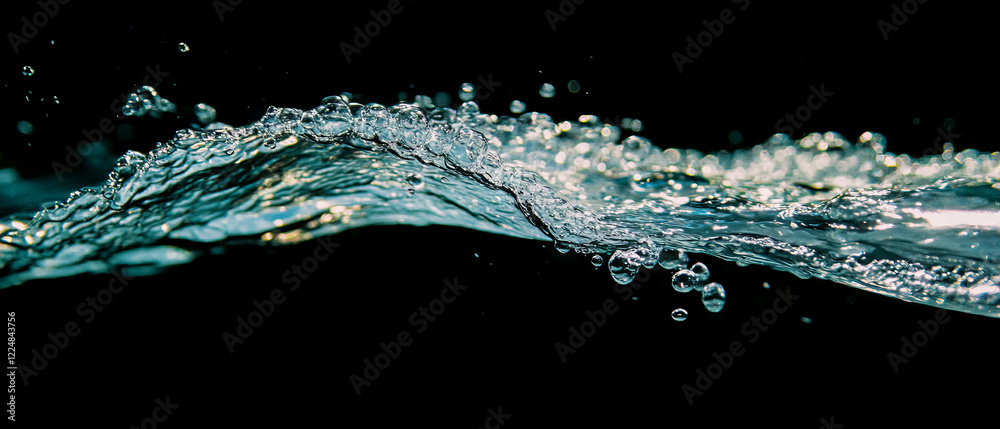 Aufkleber dynamic movement of water bubbles merging and combining on a black background