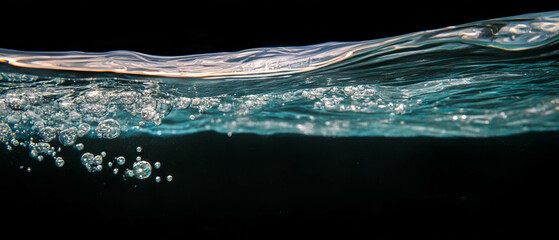 Water bubbles create captivating underwater effects against a black background