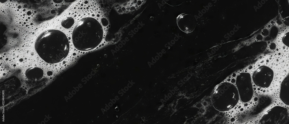 Poster water bubbles overlay texture with three-dimensional appearance on black background