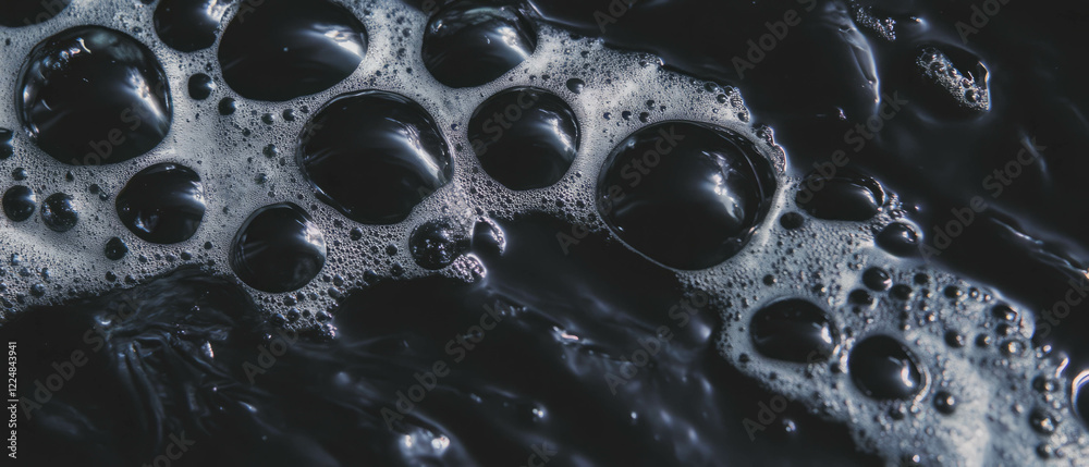 Aufkleber Bubbles create textured patterns against a contrasting black background with shadow effects