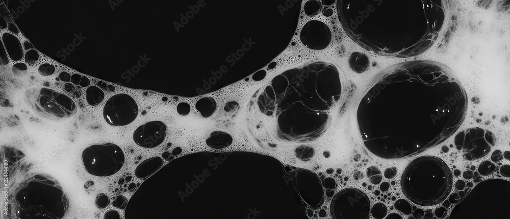 Poster Water bubbles overlay texture creating unique patterns against a black background