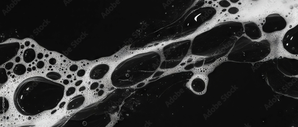 Poster Textures of bubbles forming patterns against a dark background in an organized display