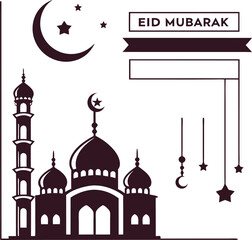 Silhouette of a Mosque, Eid Mubarak Greeting