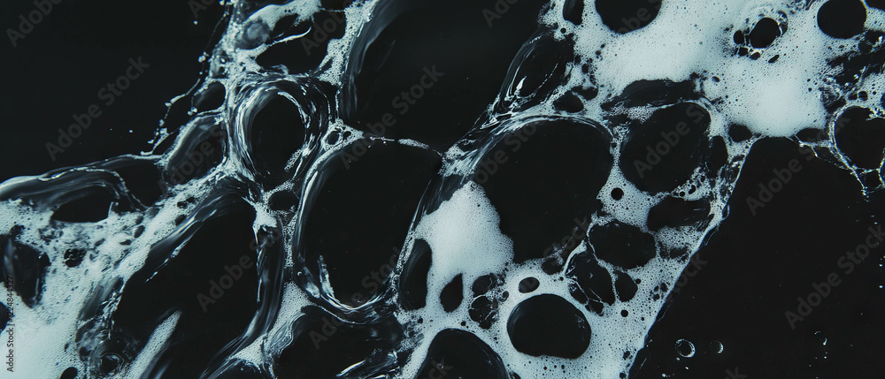 Poster overlay texture of water bubbles trapped in ice with frozen effect against a black background