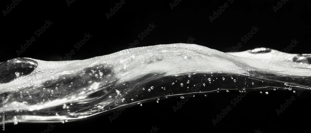 Poster water bubbles overlay texture with surface adhesion effect and black background contrast