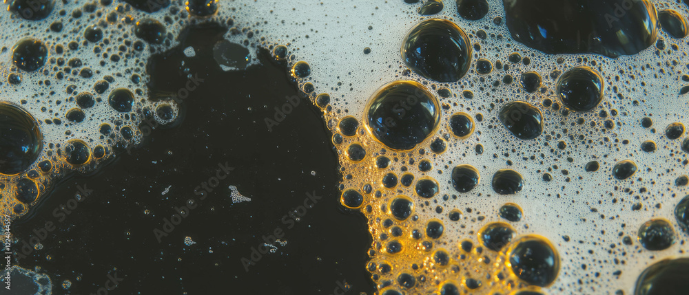 Poster captivating texture of sharp water bubbles contrasting against a dark background