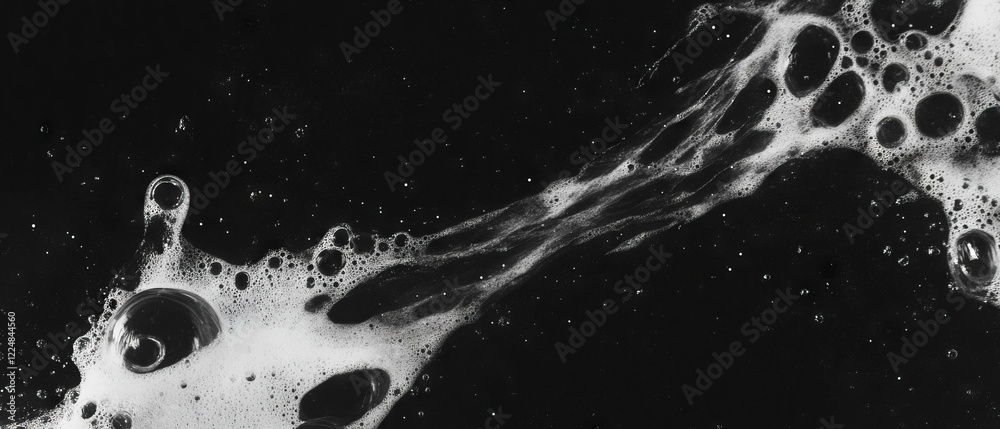 Aufkleber sparkling water bubbles texture overlay with large bubbles on black background