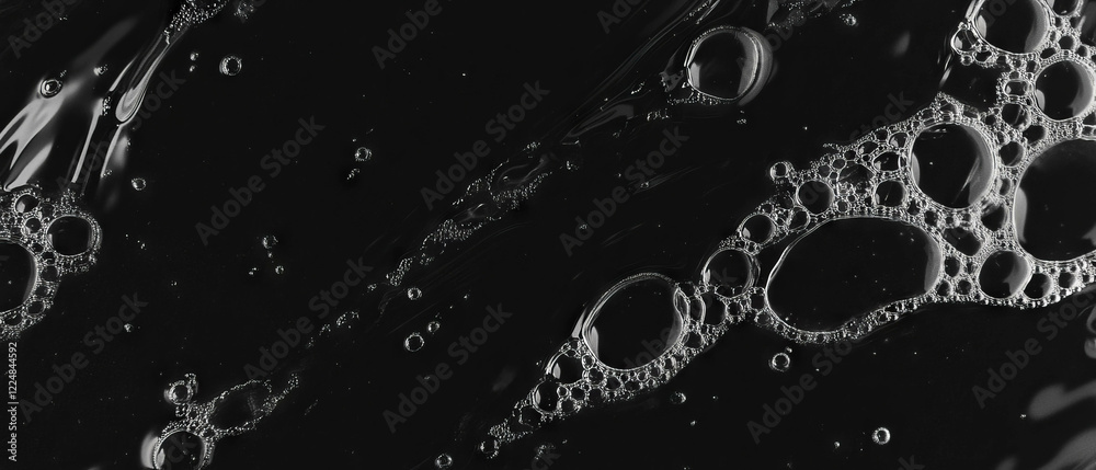 Poster Water bubbles create a striking texture with defined shapes against a black background