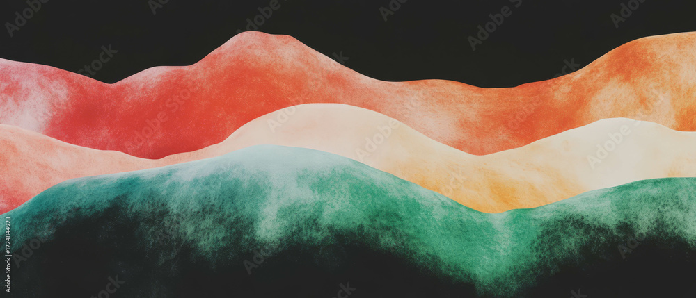 Poster vibrant wavy watercolor lines on a black background with space for personalized messaging