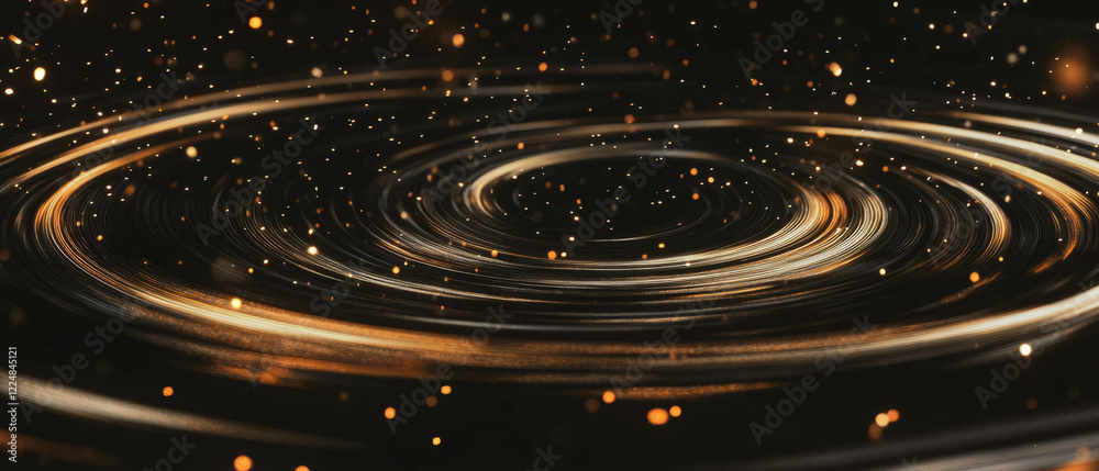 Aufkleber whirling gold confetti swirls creating an enchanting effect against a dark backdrop