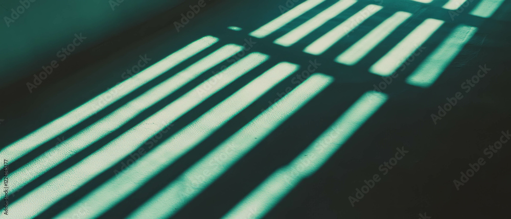 Fototapete shadows of window frames create striking geometric patterns on a dark surface