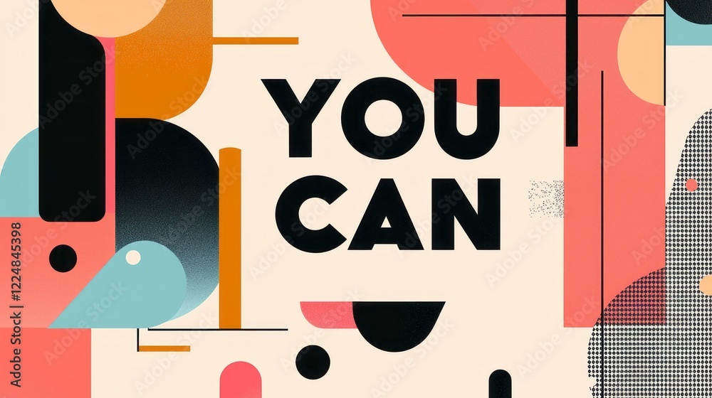 Aufkleber an engaging illustration features the phrase you can in a bold font, surrounded by a lively collage 