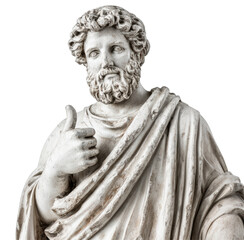 Obraz premium Isolated Bearded Marble Statue with Thumb Up Gesture