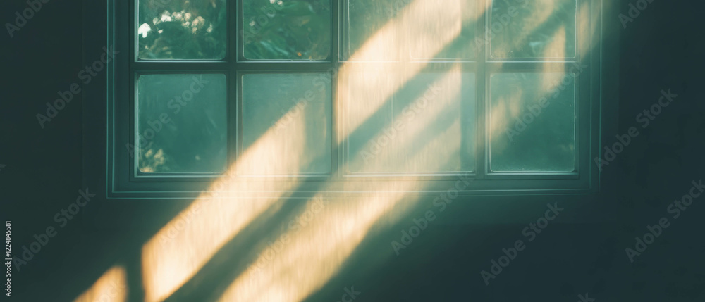 Poster soft glow of window light reflections on a dark background with a natural and diffused feel