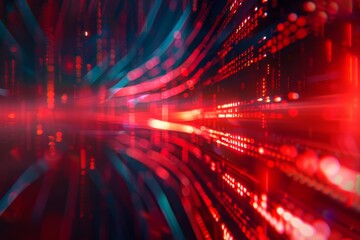 Linee di codice e flussi di dati rossi , sfondo astratto Concetto di sicurezza informatica