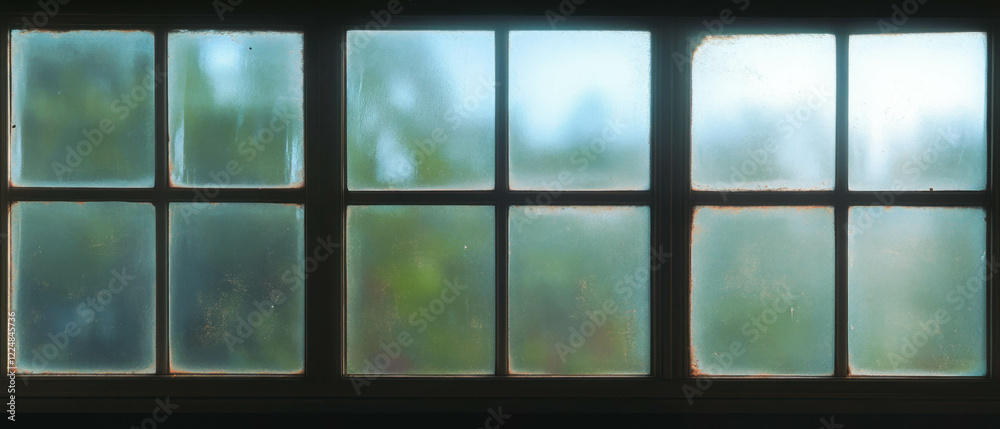 Poster Beautiful window light overlay creating a soft ambiance against a dark background