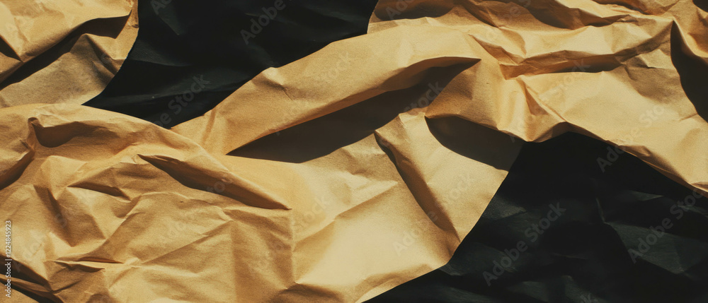 Poster wrinkled paper texture with aged effect on a black background showcasing versatile design potential