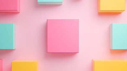 Colorful Geometric Shapes on Pink Background Ideal for Modern Design and Creative Projects