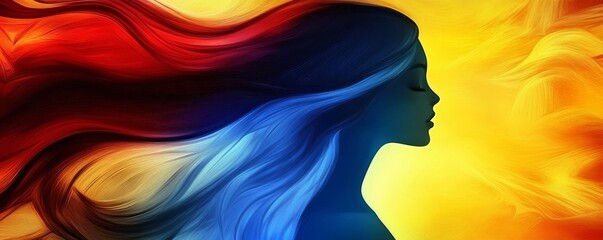 Abstract art showcasing a colorful woman as a symbol of imagination.