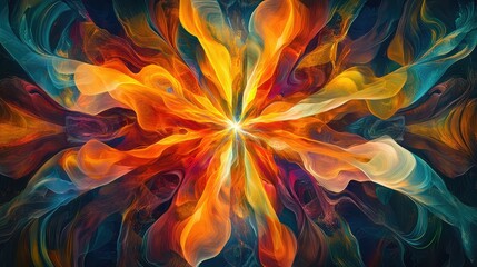 A radiant explosion of colorful rays emanating from the center, forming a dynamic and energetic background