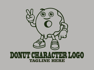 Cheerful green donuts fun food character, happy donuts fun face and suitable for cute cartoon design donut vector illustration background