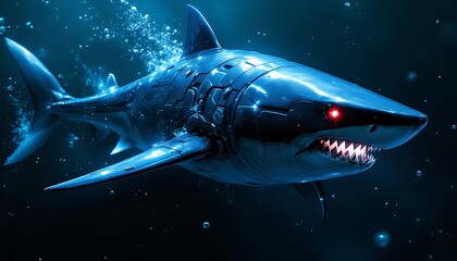 Cybernetic Shark Underwater Digital Art