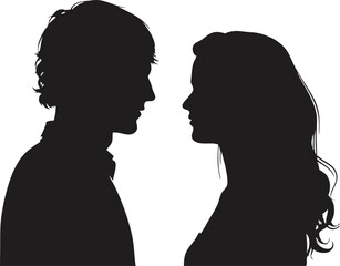 couple silhouette, vector, illustration on  whaite background