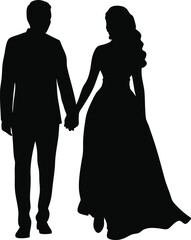 silhouette of a couple, vector, illustration