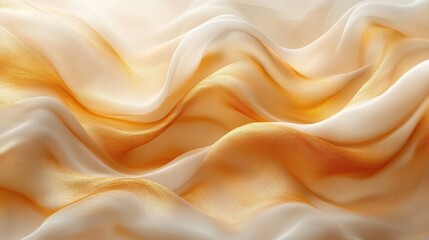 Obraz premium Gold and white fabric, soft, flowing waves.