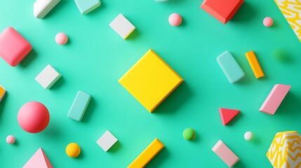 Colorful Geometric Shapes on Vibrant Background for Creative Design and Artistic Inspiration