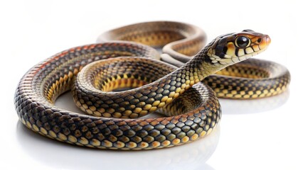 Obraz premium Coiled Snake on White Background